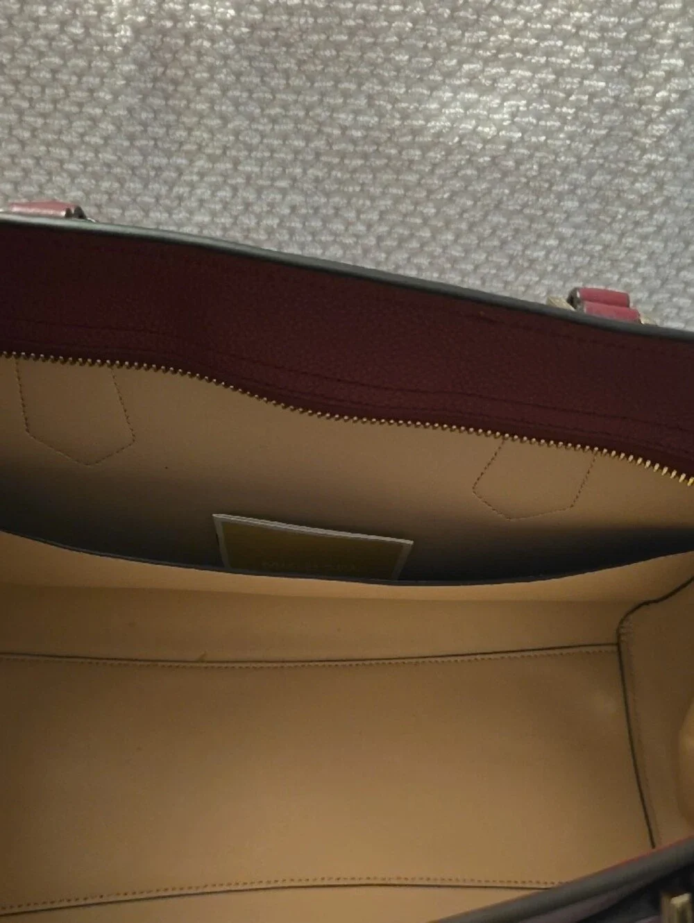 Michael Kors Wine Leather Satchel with Gold Hardware